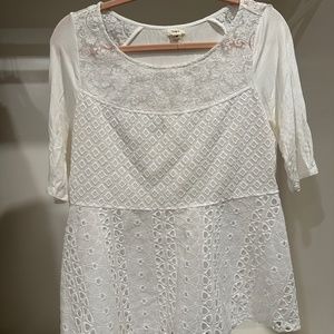 Anthropologie Tiny Amelia White Mixed Lace Top